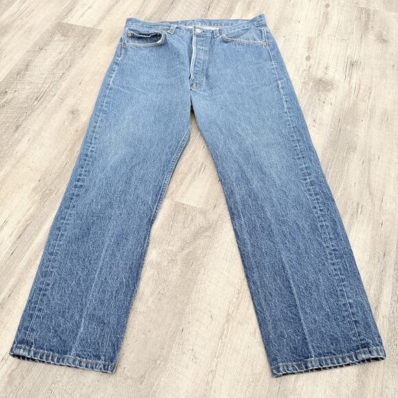 Vintage 1995 Levi's 501 Jeans Mens Tag 36x30 Button-Fly 501-0000 USA Made 33x28 - Picture 3 of 9